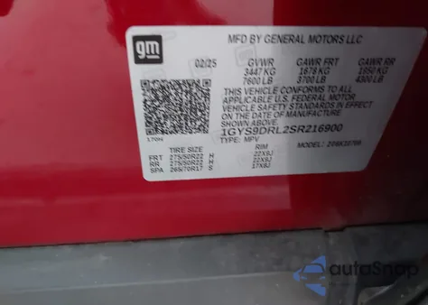 2025 Cadillac Escalade Premium Luxury Platinum z USA, uszkodzony, nr VIN 1GYS9DRL2SR216900